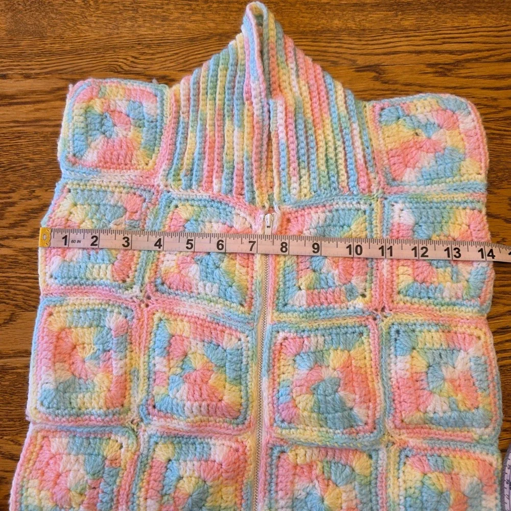 Handmade Crochet Granny Square Sleep Sack Pastel Zip‎ Front Baby Blanket Gift